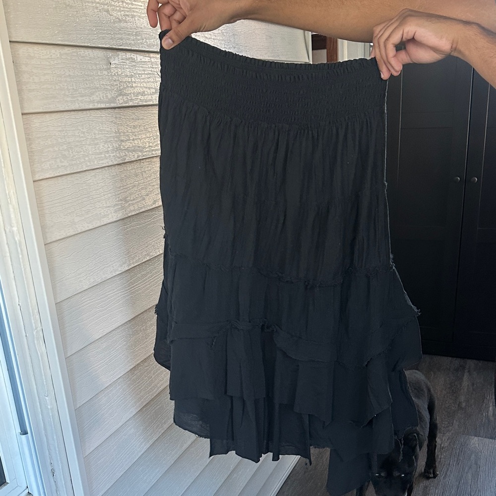 Xhilaration Black Asymmetrical Tiered Skirt